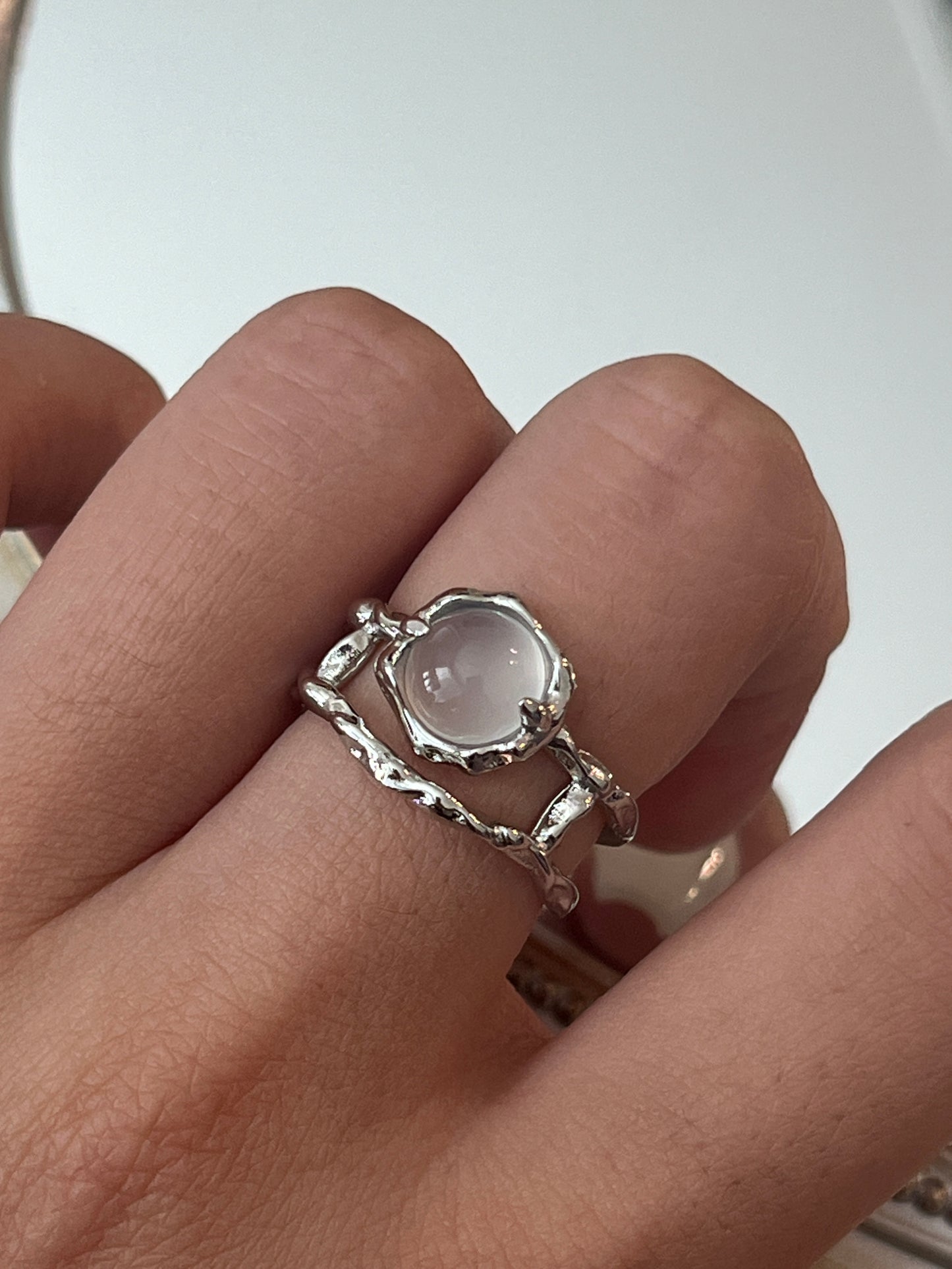 Moonstone Gem Silver Ring