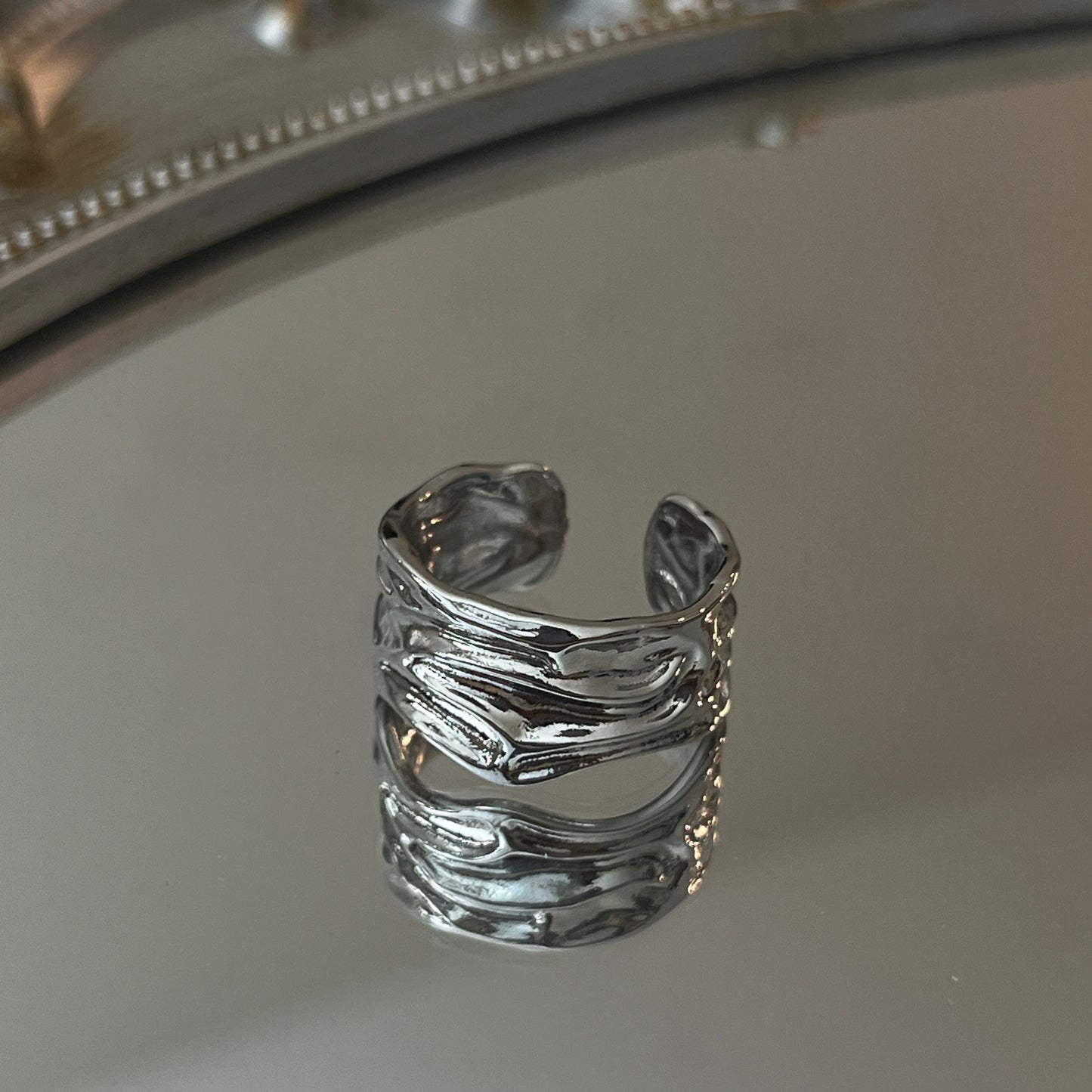 Thick Texture Silver Ring