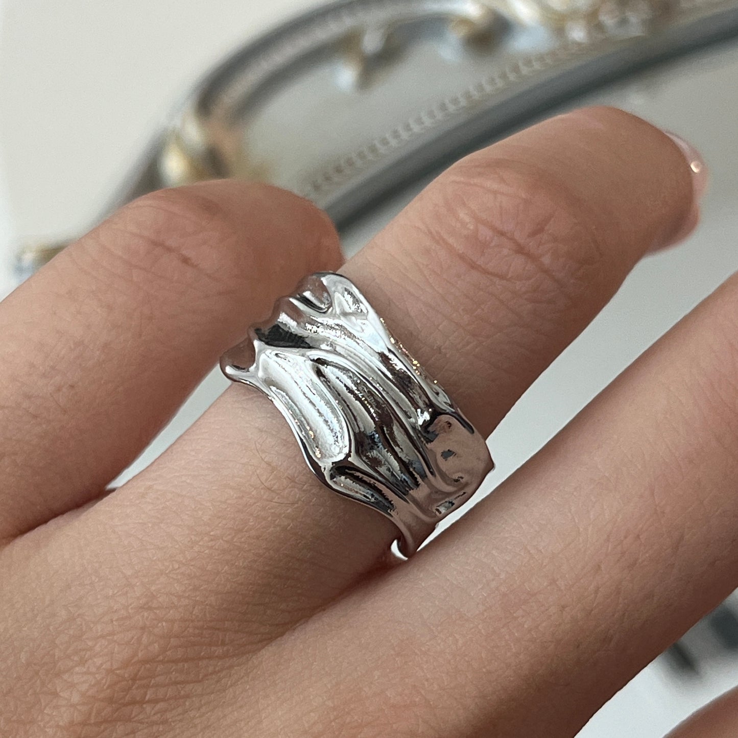 Thick Texture Silver Ring