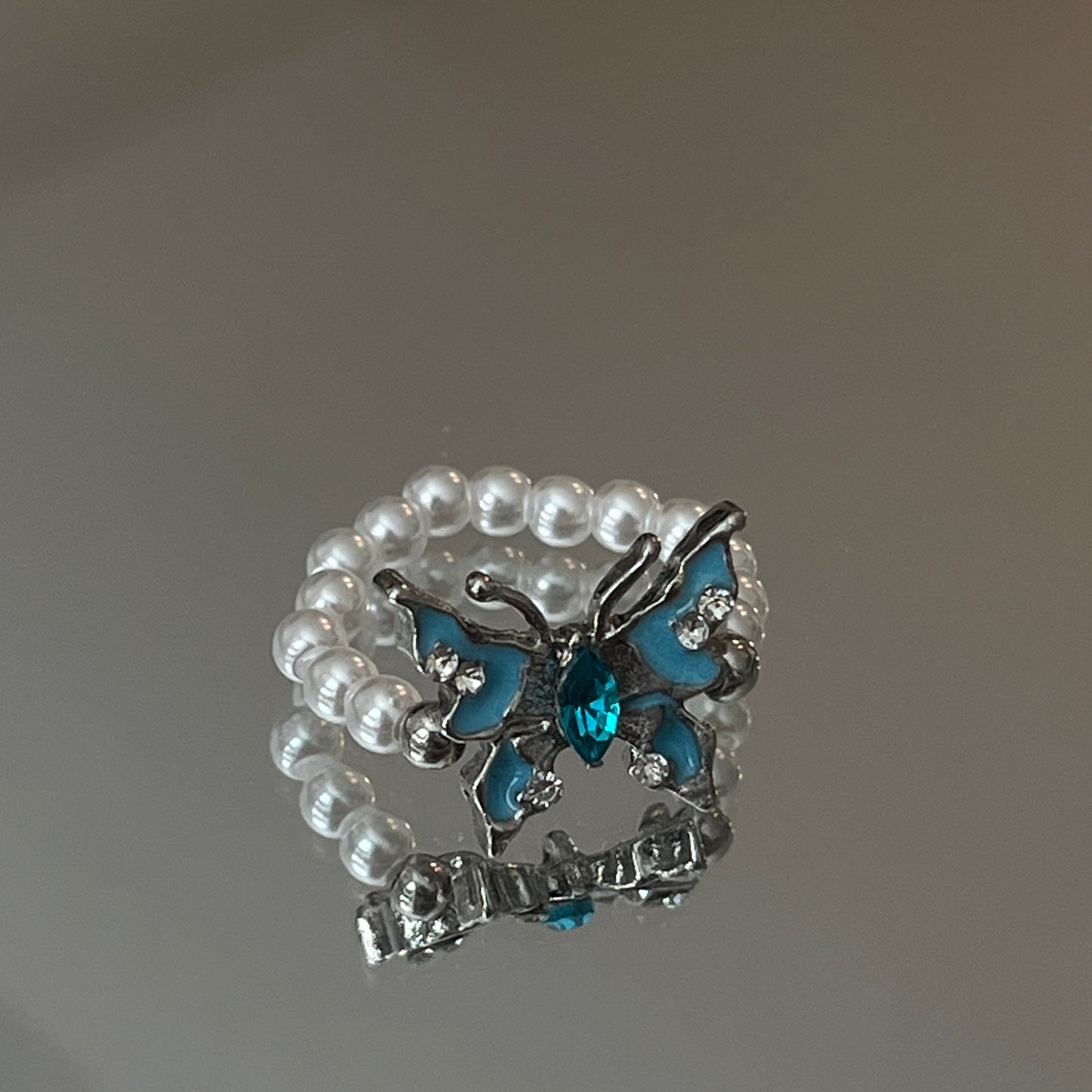 Pearly Painted Butterfly Ring